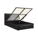 Oikiture King Single Bed Frame with Storage Space Gas Lift Black