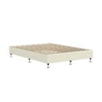 Oikiture Bed Frame Double Size Fabric Beige