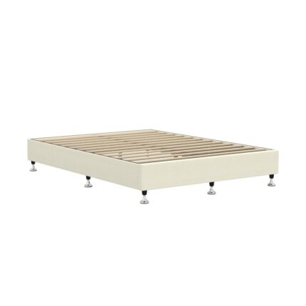 Oikiture Bed Frame Double Size Fabric Beige