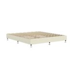Oikiture Bed Frame King Size Fabric Beige