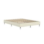 Oikiture Bed Frame Queen Size Fabric Beige