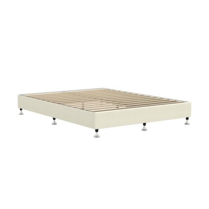 Oikiture Bed Frame Queen Size Fabric Beige