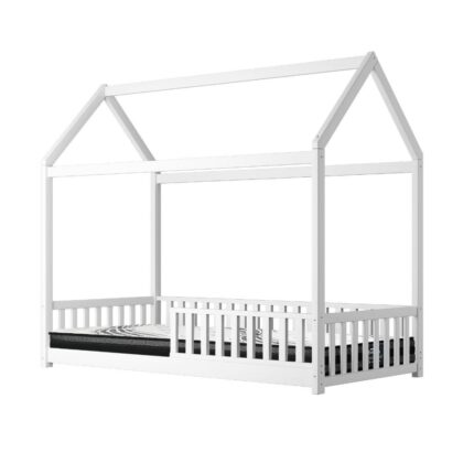 Oikiture Kids Bed Frame With Single Mattress House Frame White