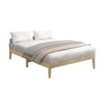 Oikiture Bed Frame Double Size Pine Wood Bed Base