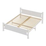 Oikiture Wooden Bed Frame Double Size Pine Wood White