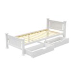 Oikiture Wooden Bed Frame Single with Storage Drawers Trundles