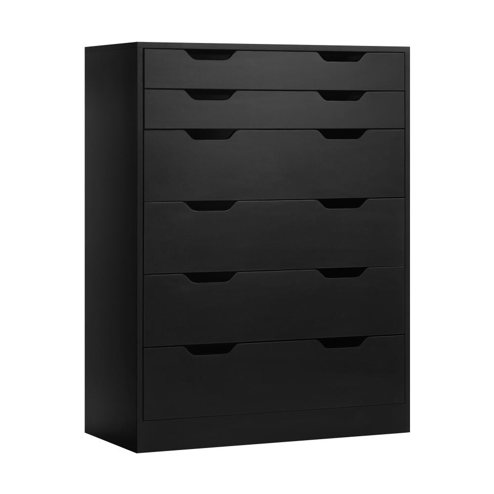 COD-BD-PMA-6D-BK-AB-01 Oikiture 6 Chest of Drawers Air Gap Handles Black - Image 1