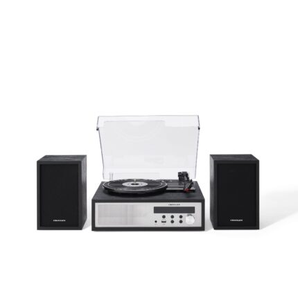 Crosley Sloane Bluetooth Turntable Shelf System with Speakers - Black