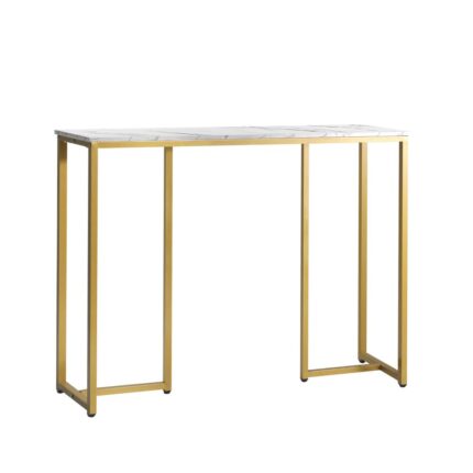 Oikiture Console Table Marble Effect Hall Display White&Gold