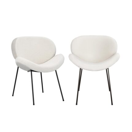 Oikiture 2PCS Dining Chair Sherpa White