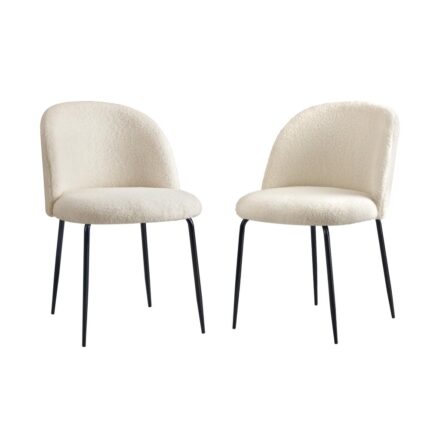 Oikiture 4x Dining Chairs Kitchen Upholstered Sherpa White