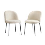 Oikiture 6x Dining Chairs Kitchen Upholstered Sherpa White