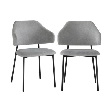 Oikiture 6x Dining Chairs Tub Fabric Grey&Black