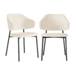 Oikiture 4x Dining Chairs Tub Sherpa White&Black