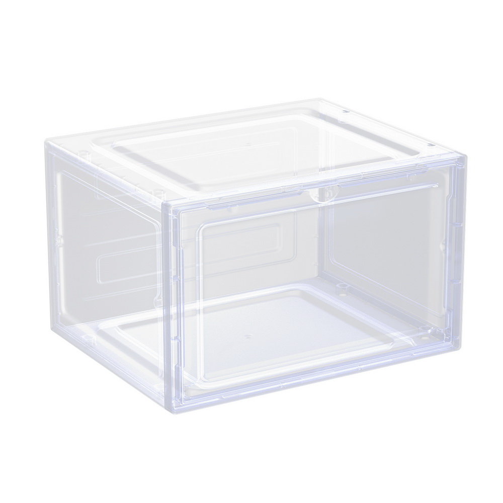 DIY-SHOE-BOX-MG-2-WH-139397-00 Artiss DIY Shoe Box Set of 2 Stackable Shoe Storage Case Magnetic Door - Image 1