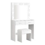 Oikiture Dressing Table Stool Set Makeup Mirror 10 LED Bulbs White