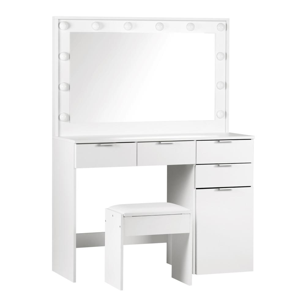 DT-ST-B18-WH-AB-01 Oikiture LED Dressing Table Set with Stylish Mirror (White)