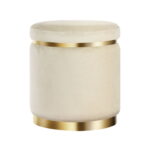 Artiss Premium Round Velvet Footstool for Elegant Home Décor (Cream)