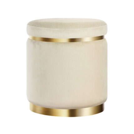 Artiss Premium Round Velvet Footstool for Elegant Home Décor (Cream)