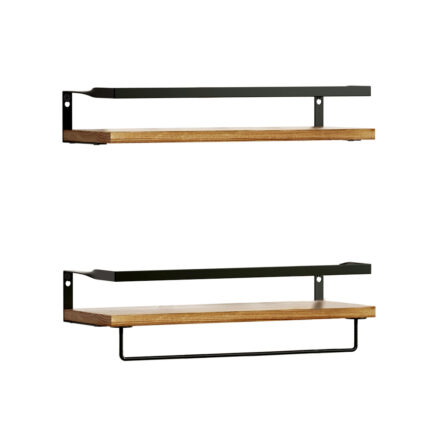 Artiss Melis Stylish Floating Wall Shelves Set of 2 (Pine and Black)