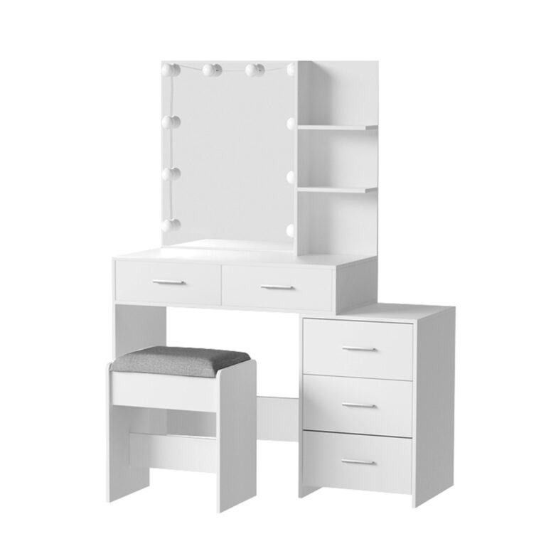 Artiss Dale White LED Dressing Table with Makeup Stool