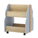 Keezi Kids Bookshelf Storage Organizer for Early Readers (Grey, Pine)