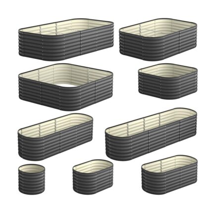 Livsip 9-IN-1 Raised Garden Bed Oval Galvanised Steel 56CM H