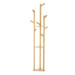 Artiss Clothes Rack Coat Stand 165cm 9 Hooks Tree Shelf Bamboo