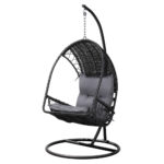 Gardeon Outdoor Egg Swing Chair Wicker Furniture Pod Stand Armrest Black