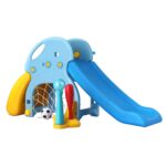 Keezi 5-in-1 Kids Slide Set with Basketball Hoop and Batting Game (Blue)