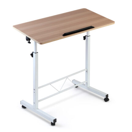 Portable Mobile Laptop Desk with Adjustable Height and Tilt (Light Wood)