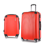 Wanderlite 2pc Luggage Trolley Travel Set Suitcase Carry On TSA Hard Case Lightweight Red