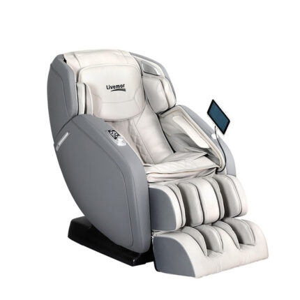 Livemor 4D Electronic Massage Chair with Zero Gravity and Bluetooth (Grey, Beige)