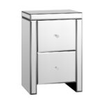 Oikiture Mirrored Bedside Table with 2 Drawers