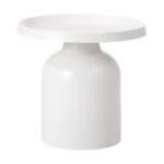 Oikiture Side Table Metal Round White