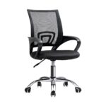 Oikiture Office Chair with Casters Swivel Armrests Black