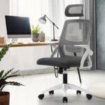 Oikiture Ergonomic Office Chair Back Support Dark Grey&White