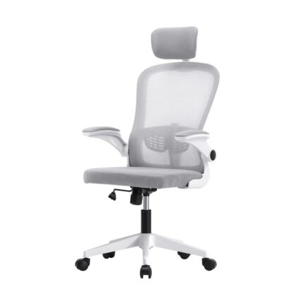 Oikiture Ergonomic Office Chair with Adjustable Headrest White