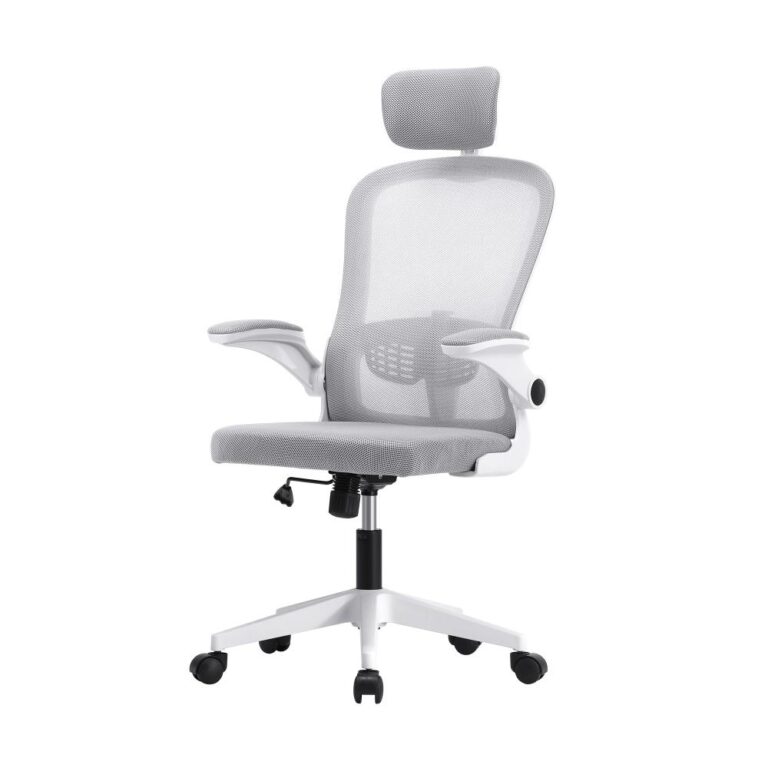 Oikiture Ergonomic Office Chair with Adjustable Headrest White