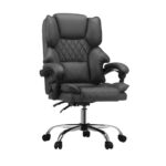 Oikiture Massage Office Chair PU Leather Seat Grey