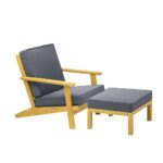 Livsip Outdoor Armchair Wood Sun Lounge with Foot Stool
