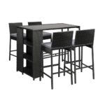 Livsip Outdoor Bar Table Stools Set Rattan 5 Piece