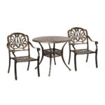 Livsip Outdoor Dining Set Bistro 3 Piece Cast Aluminium