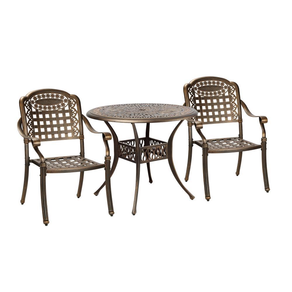ODDS-AL-PERAL-BZ-3PC-01 Livsip 3 Piece Outdoor Dining Set Bistro Cast Aluminium - Image 1