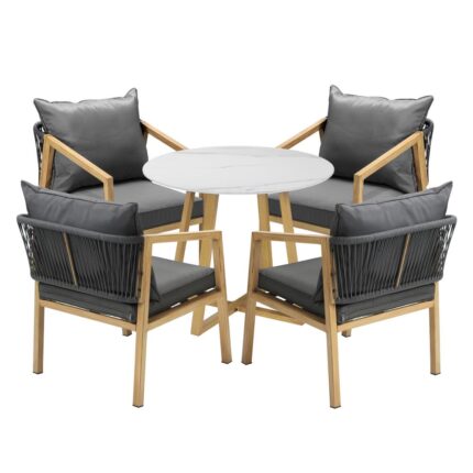 Livsip 5PCS Outdoor Dining Set 90cm Table&Lounge Chairs