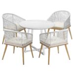 Livsip 5PCS Outdoor Dining Set Table&Chairs Bistro Set