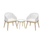 Livsip 3PCS Outdoor Set Table&Chairs with Rope Beige