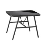 Livsip Outdoor Dining Side Table Glass Tabletop Grey