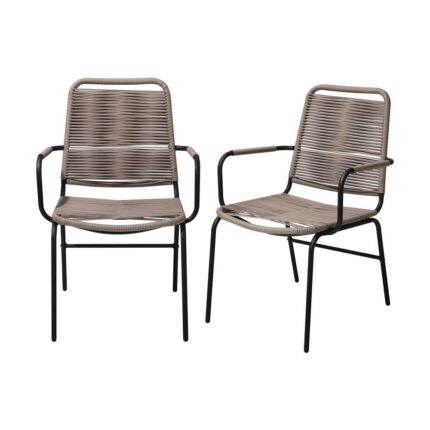Livsip 2X Outdoor Dining Chairs with Rope Grey