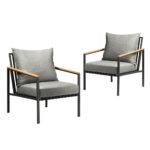 Livsip Outdoor Chairs with Cushions Black Frame X2